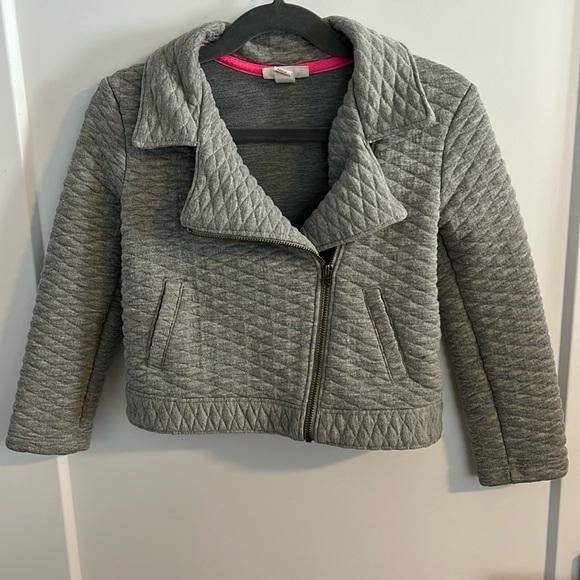 Gray Quilted Stretch Moto Jacket 5 T - Picture 1 of 8